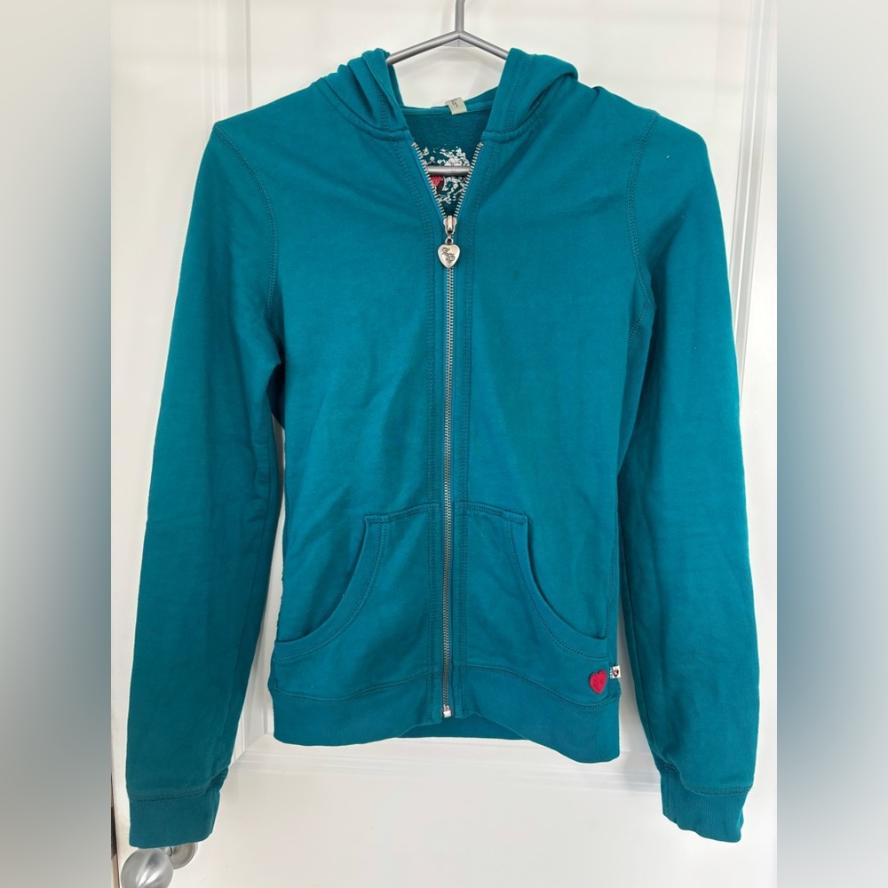 Twisted Heart Teal Embroidered Hoodie